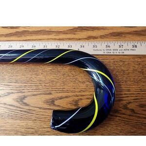 Antique Cobalt Blue/Yellow Striped Glass Cane Flawless Shape 37in